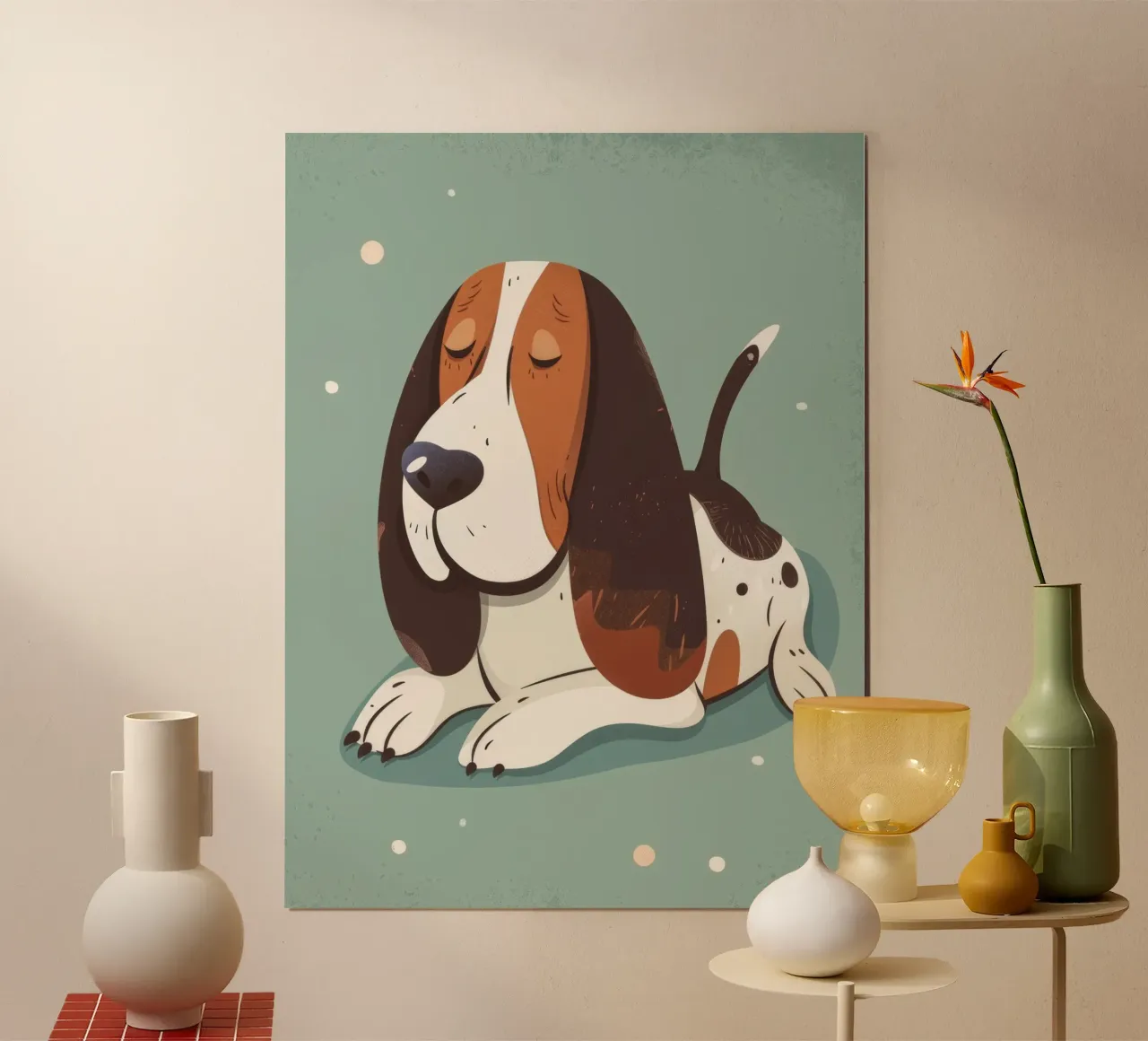 Sogni di bassotto: Un momento di pace poster con telaio in alluminio da DesignDoodle