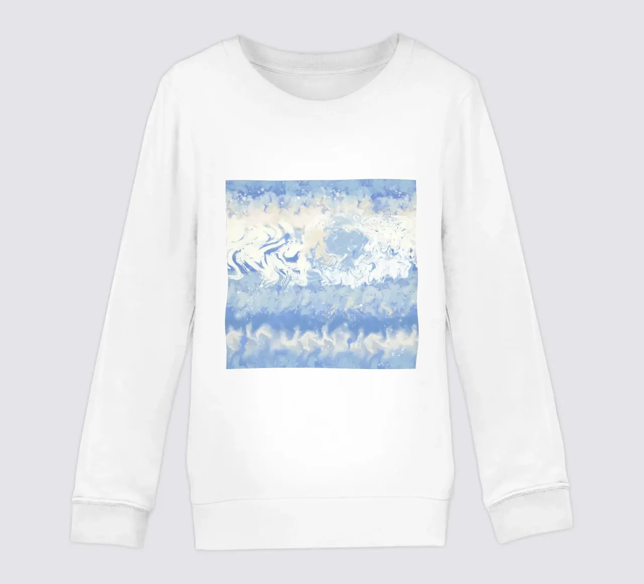 Vagues bleues et blanches teintes en cravate par un artisan teinturier sweat enfant de gulsengunel