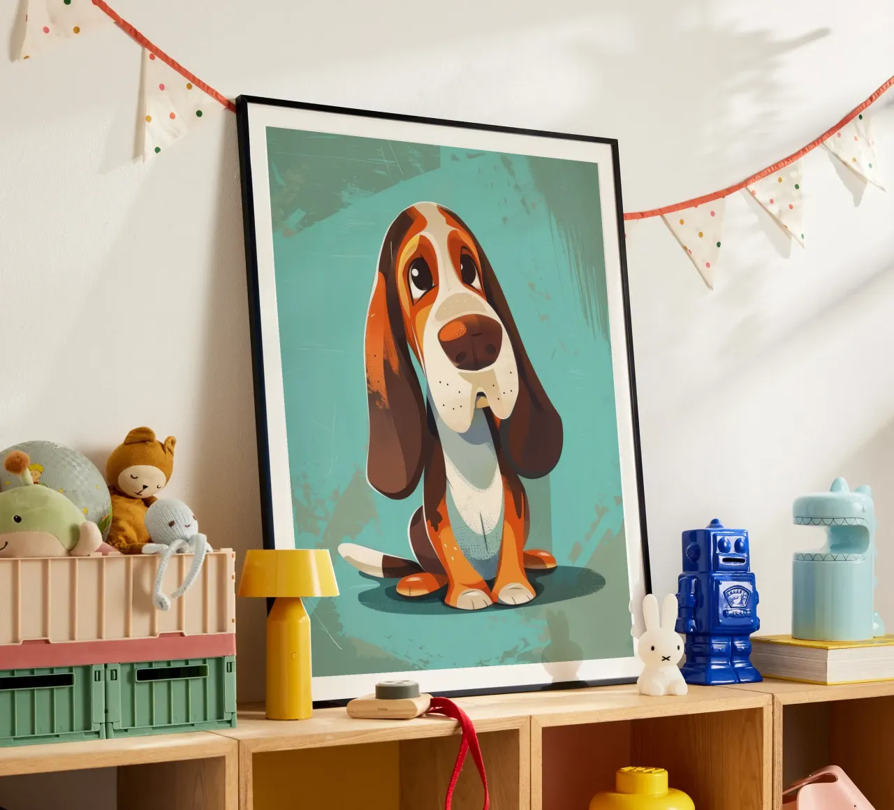 Cachorro de Basset Hound: Una mirada conmovedora hahnemühle de DesignDoodle