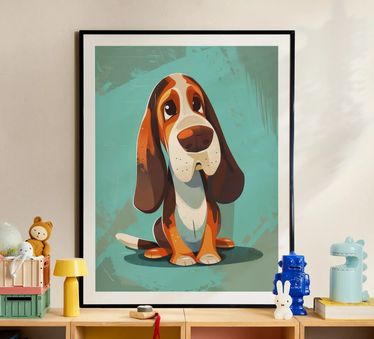 Cachorro de Basset Hound: Una mirada conmovedora hahnemühle de DesignDoodle