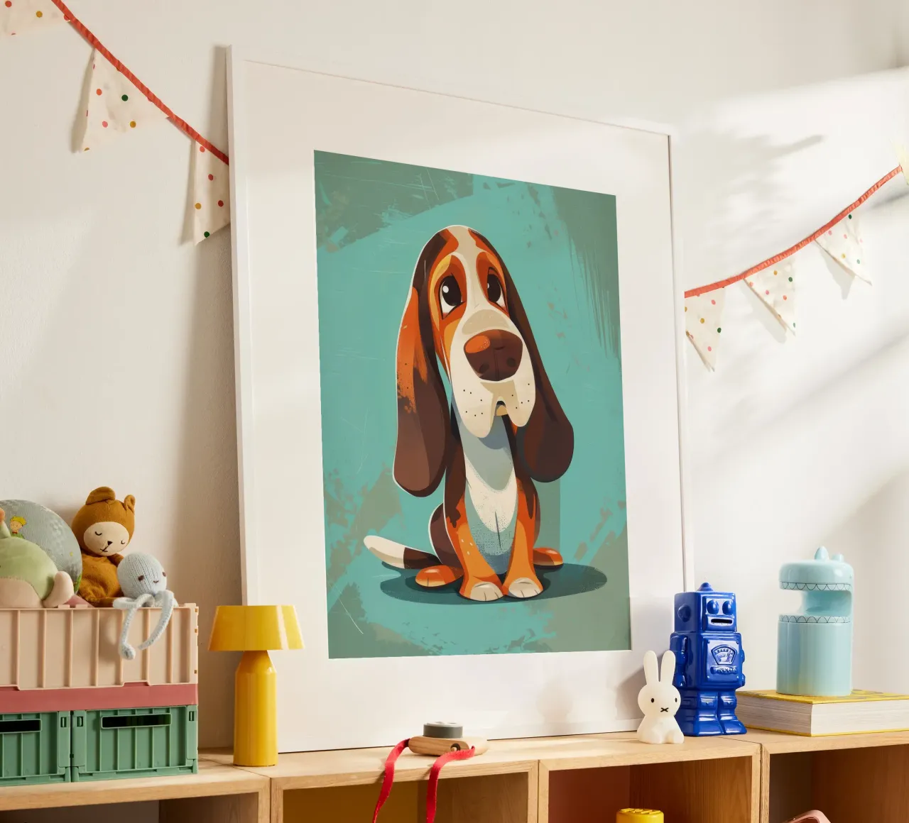 Cachorro de Basset Hound: Una mirada conmovedora hahnemühle de DesignDoodle