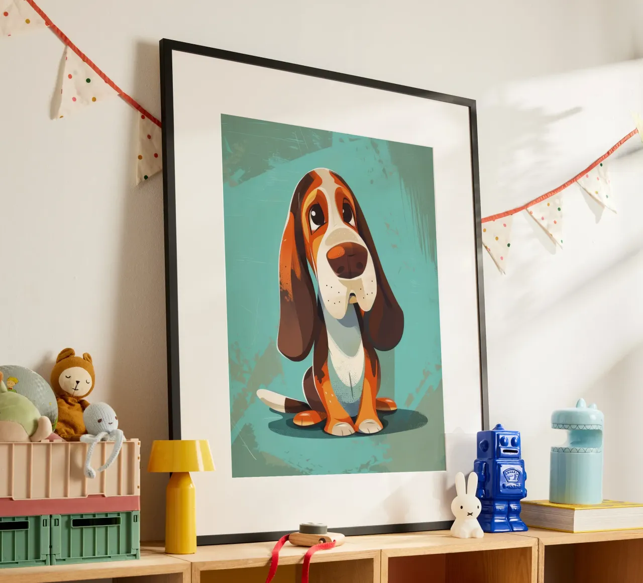 Cachorro de Basset Hound: Una mirada conmovedora hahnemühle de DesignDoodle