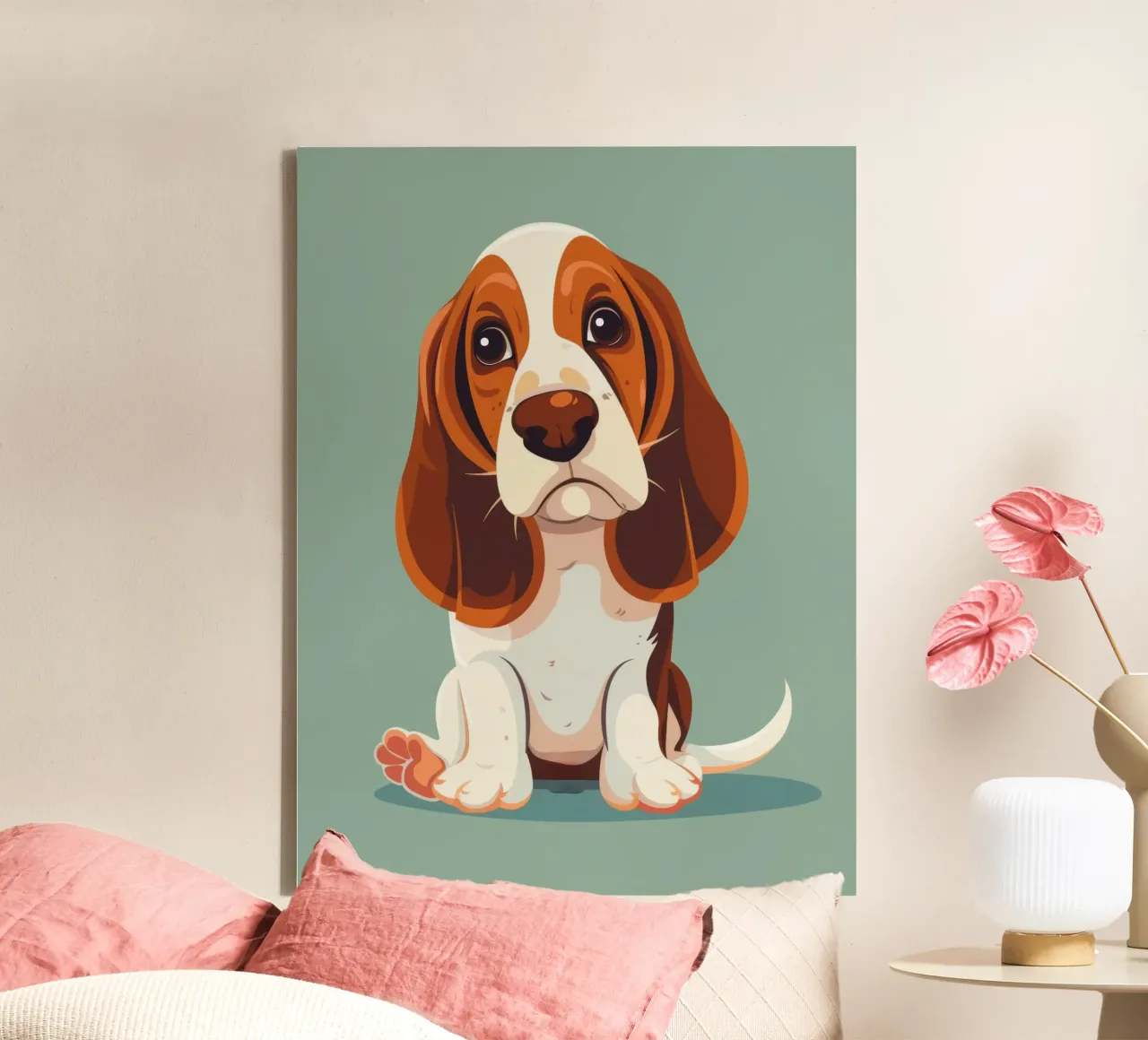 Basset Hound Cutie: Voller Charme und Neugierde Leinwand von DesignDoodle