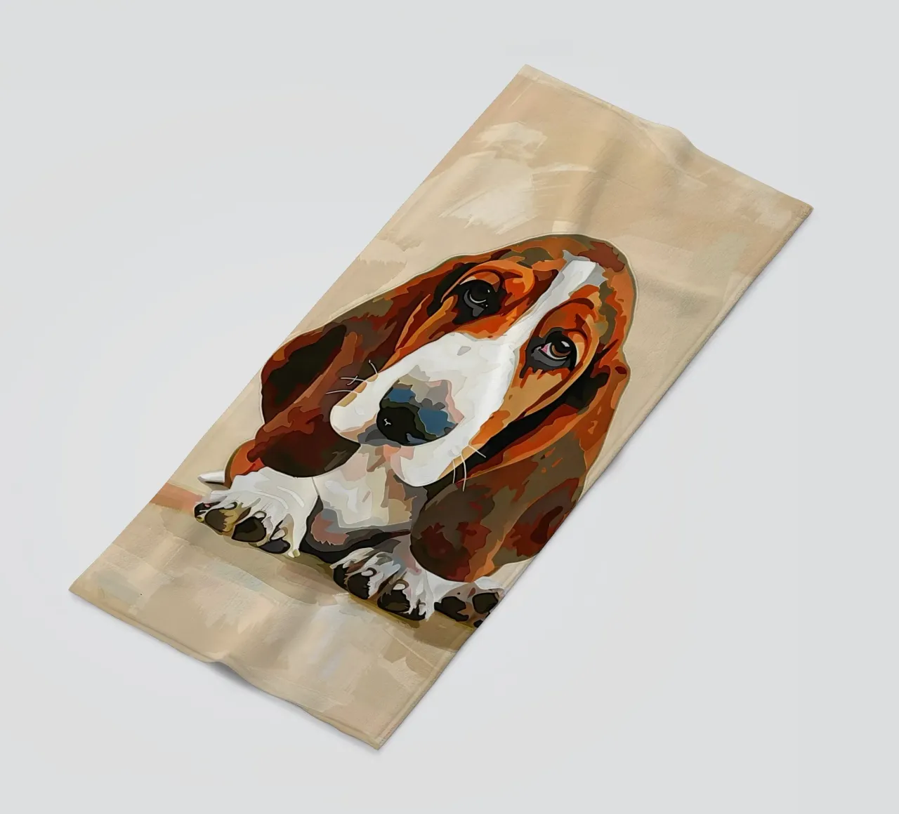 Il Basset riflessivo: un momento di tranquillità telo mare da DesignDoodle