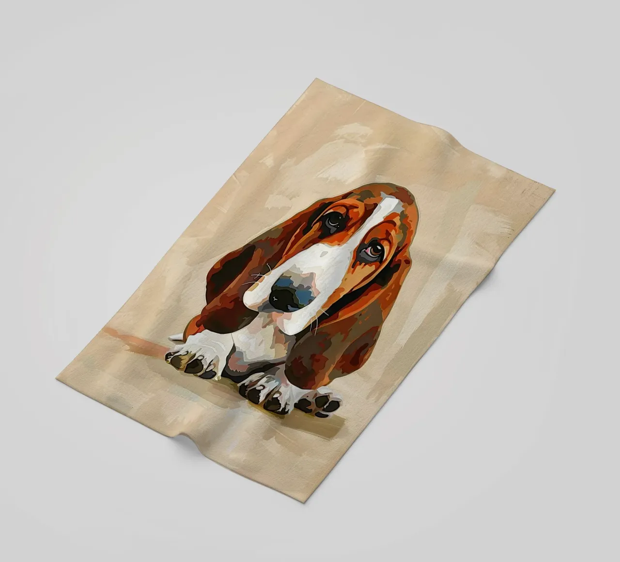 Il Basset riflessivo: un momento di tranquillità telo mare da DesignDoodle
