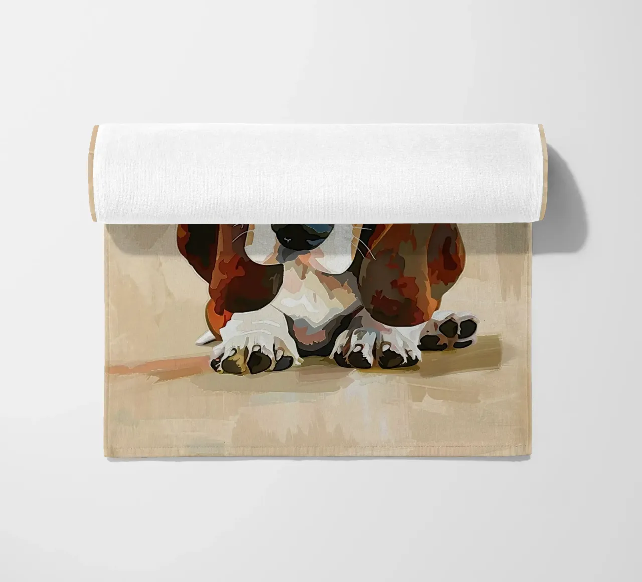 Il Basset riflessivo: un momento di tranquillità telo mare da DesignDoodle