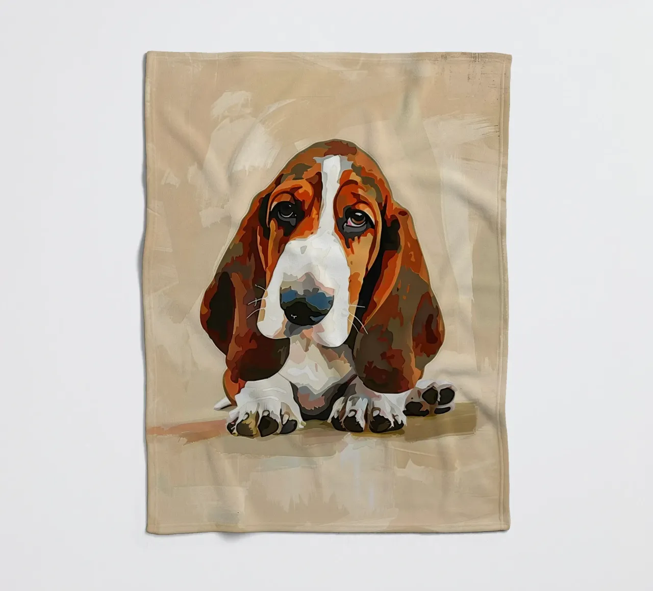 Il Basset riflessivo: un momento di tranquillità coperta in pile da DesignDoodle