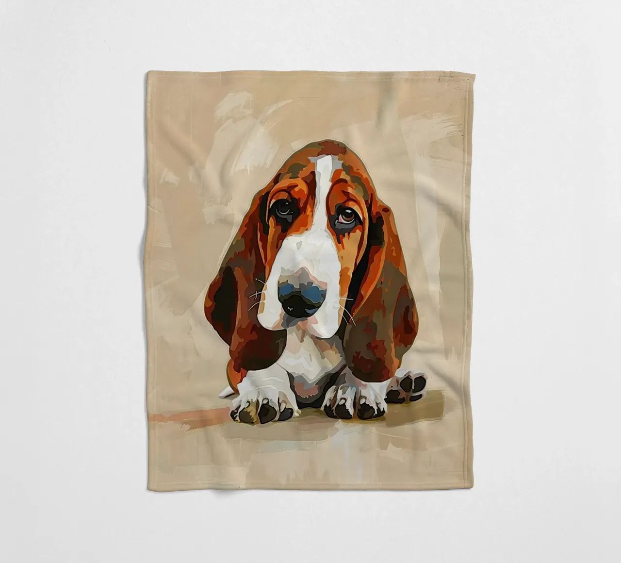 Il Basset riflessivo: un momento di tranquillità coperta in pile da DesignDoodle