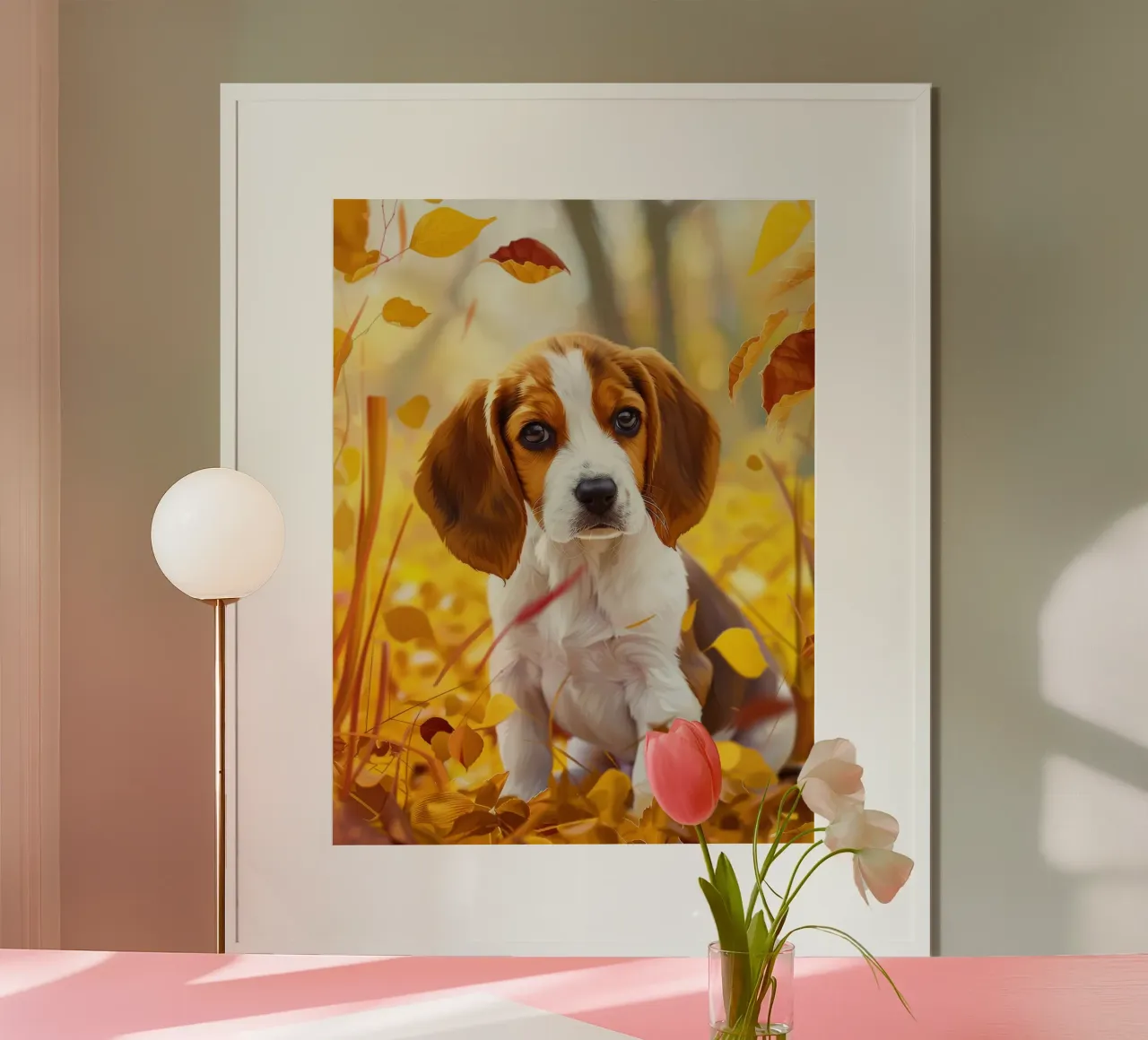 Der Herbstspaziergang des Beagle: Zwischen fallenden Blättern Hahnemühle von DesignDoodle