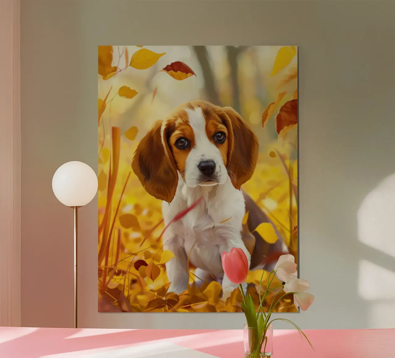 Der Herbstspaziergang des Beagle: Zwischen fallenden Blättern Hahnemühle von DesignDoodle