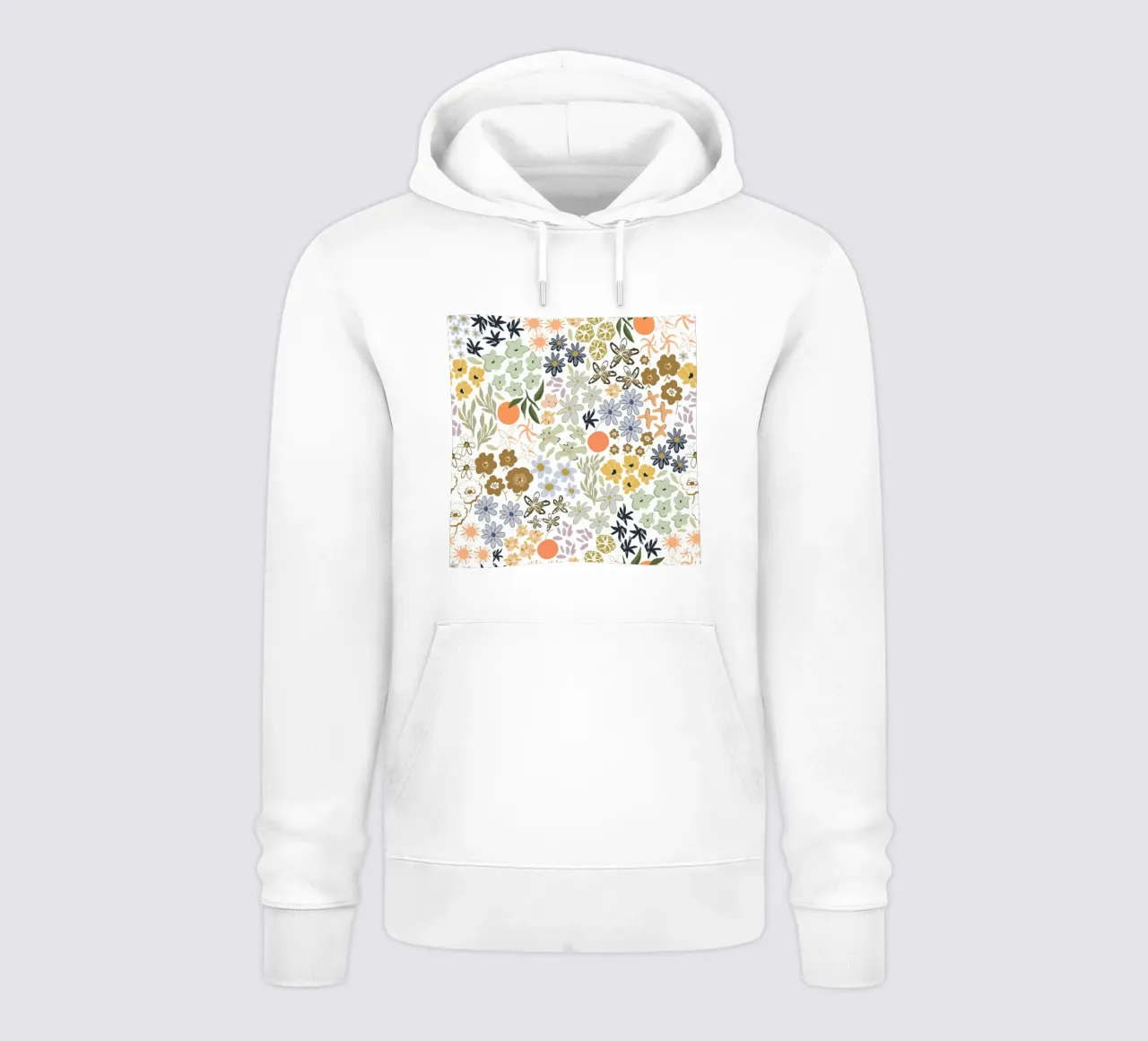 Ditsy colorful pattern with oranges hoodie by gulsengunel