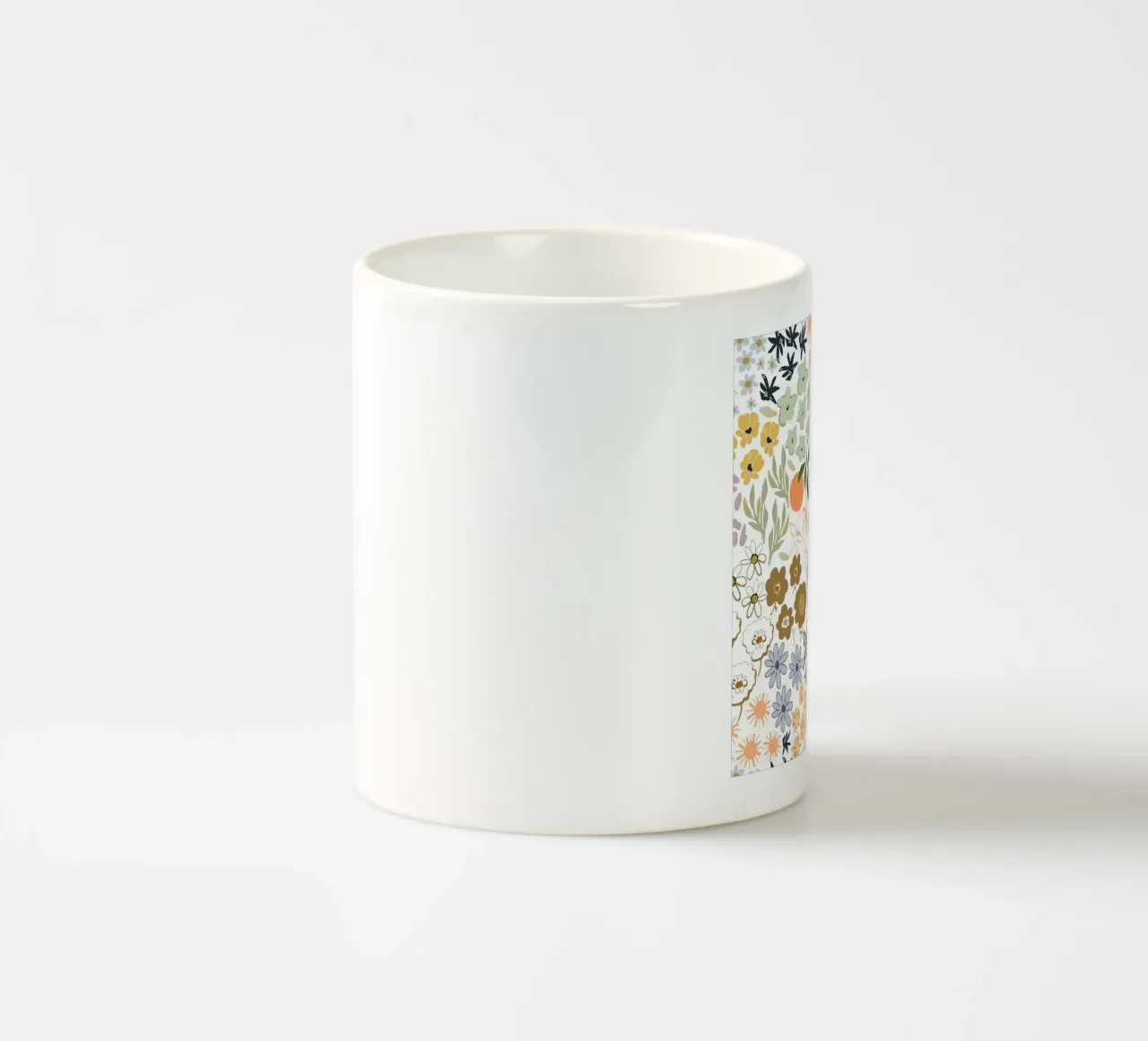 Ditsy colorful pattern with oranges ceramic mug by gulsengunel