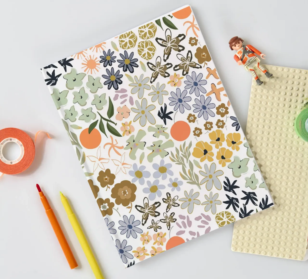 Ditsy colorful pattern with oranges notebook by gulsengunel