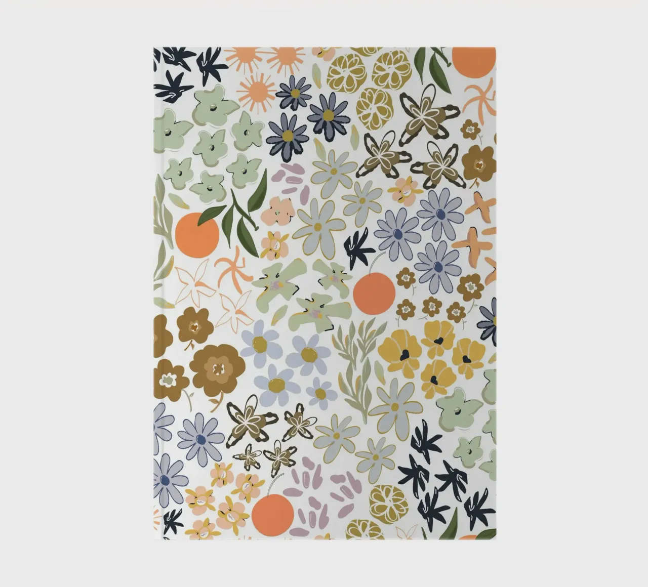 Ditsy colorful pattern with oranges notebook by gulsengunel
