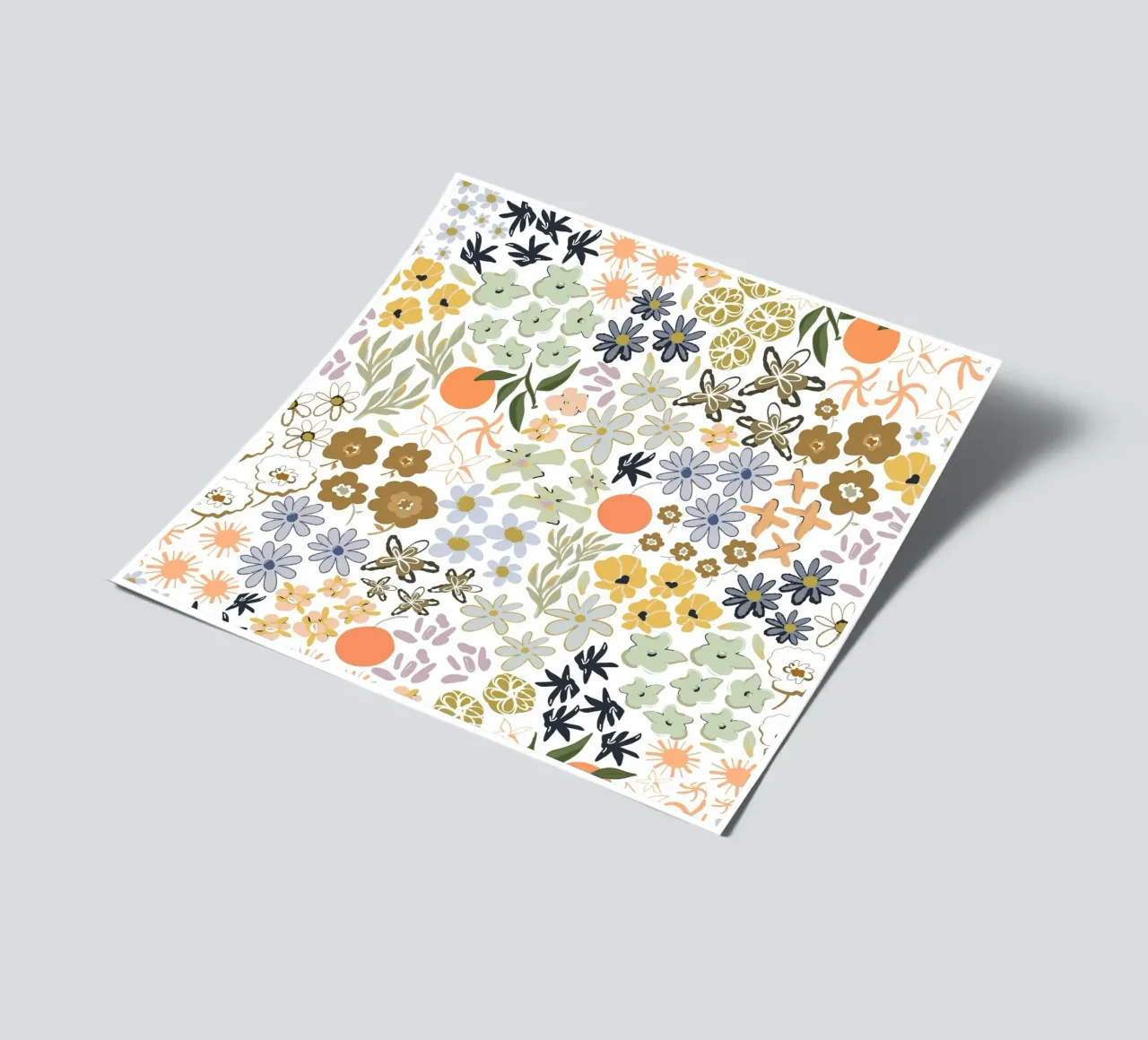 Ditsy colorful pattern with oranges sticker sheet by gulsengunel
