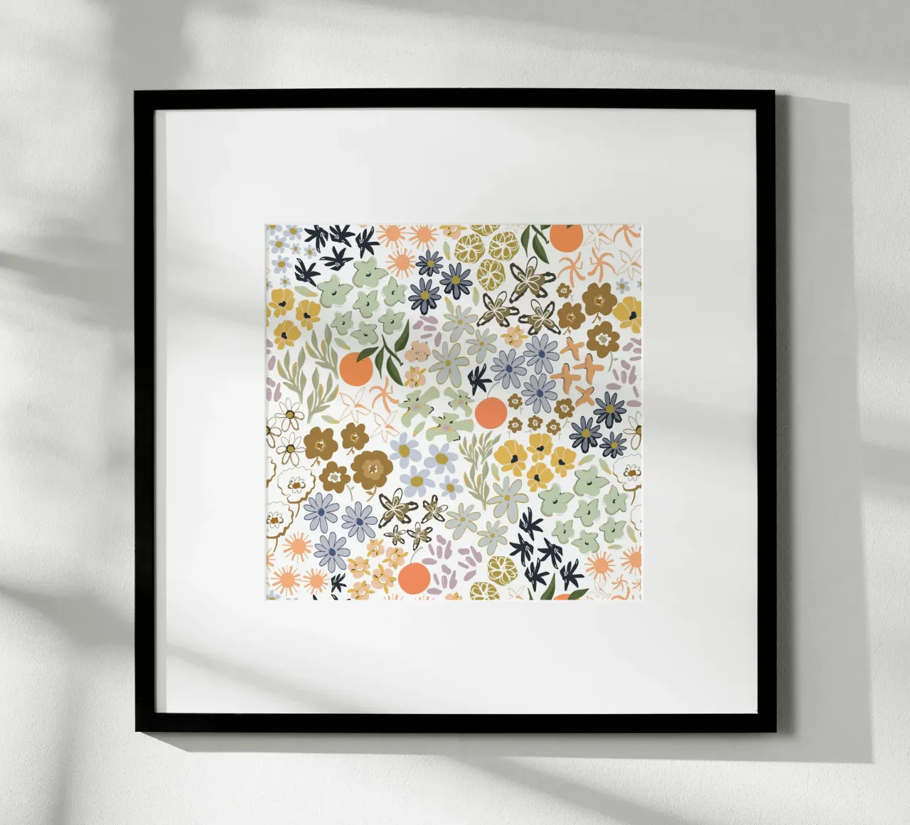 Ditsy colorful pattern with oranges hahnemühle by gulsengunel