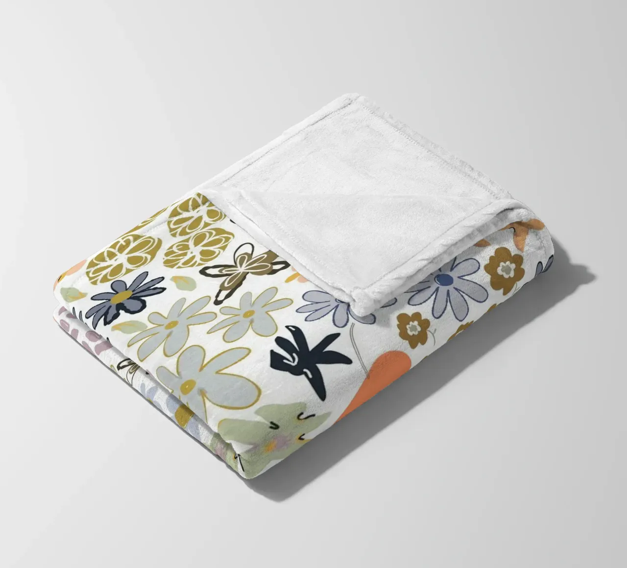 Ditsy colorful pattern with oranges fleece blanket by gulsengunel