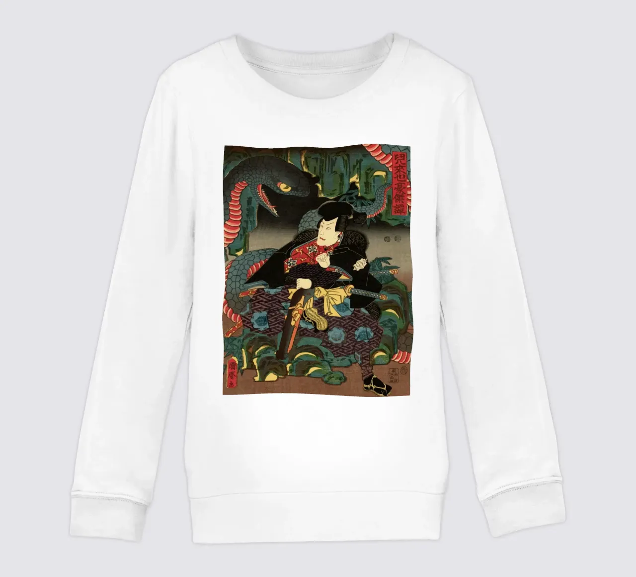 Samurai che combatte contro un serpente gigante - Ukiyo-e giapponese d'epoca felpa bambino da Masterpieces Of Japanese Art