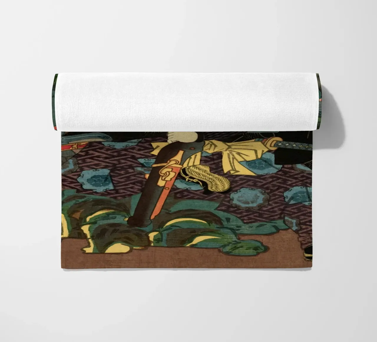 Samouraï combattant un serpent géant - Ukiyo-e japonais d'époque serviette de plage de Masterpieces Of Japanese Art