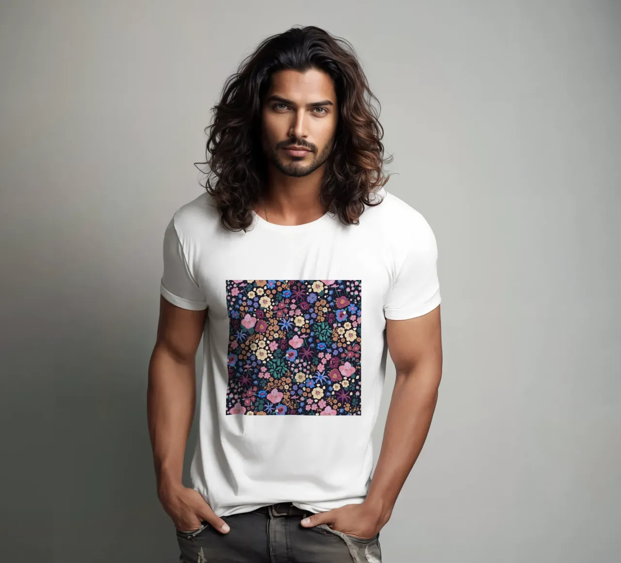 Ditsy colorful pattern t-shirt by gulsengunel
