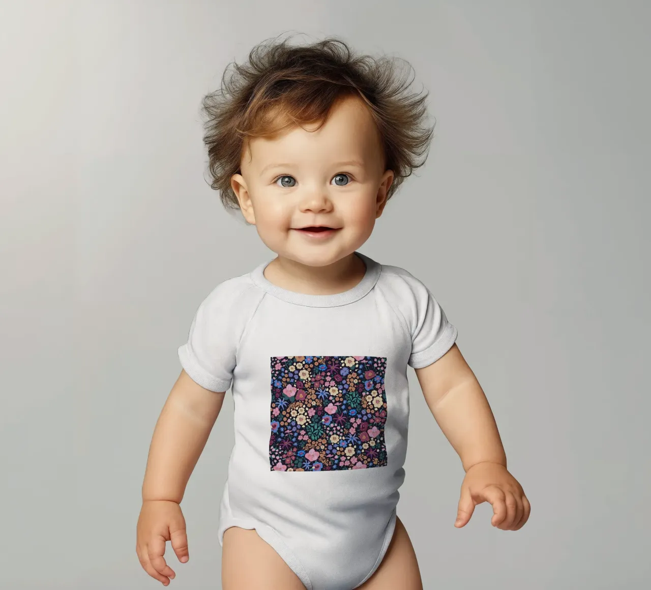Ditsy colorful pattern short-sleeve baby romper by gulsengunel