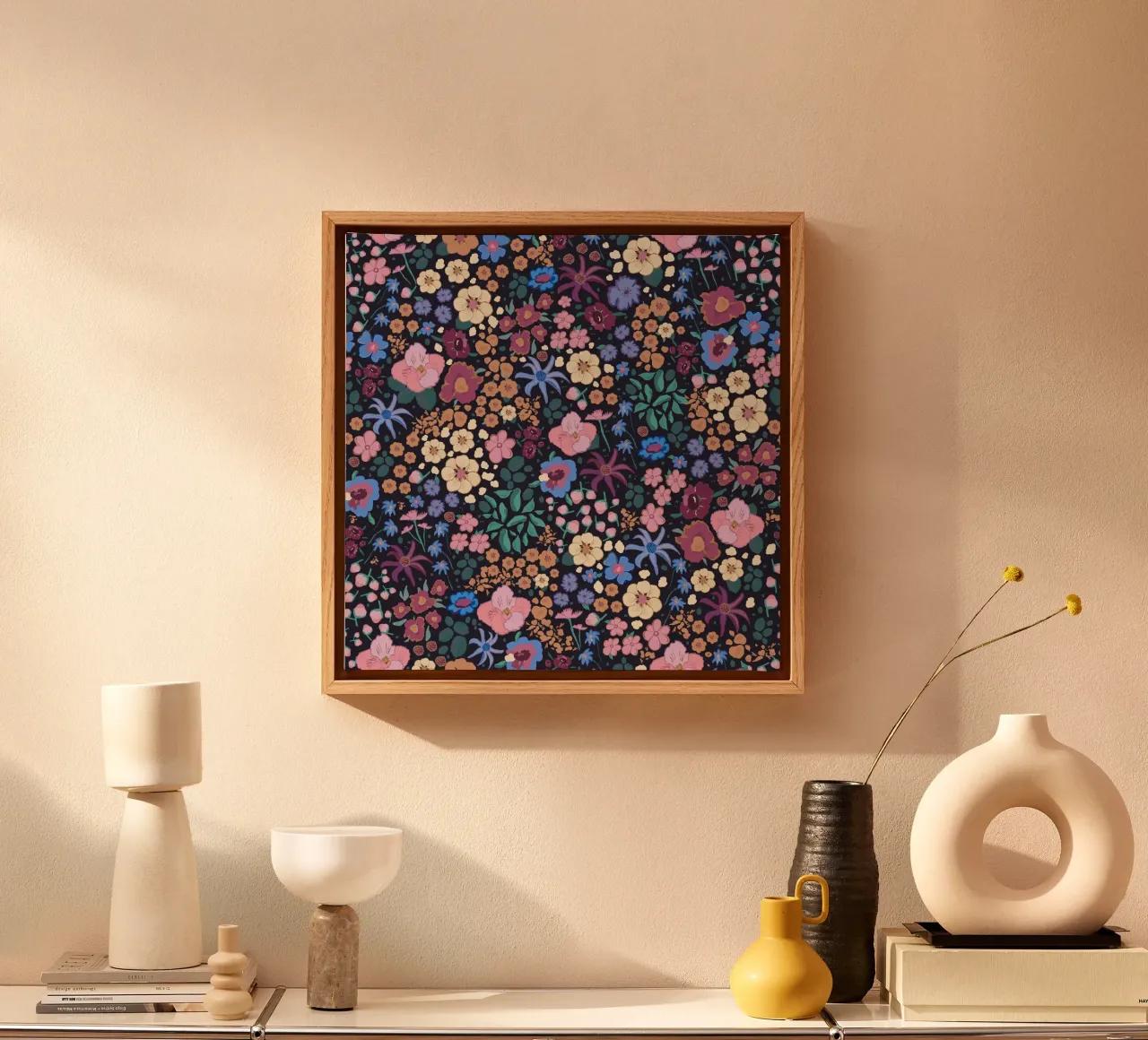 Ditsy colorful pattern canvas by gulsengunel