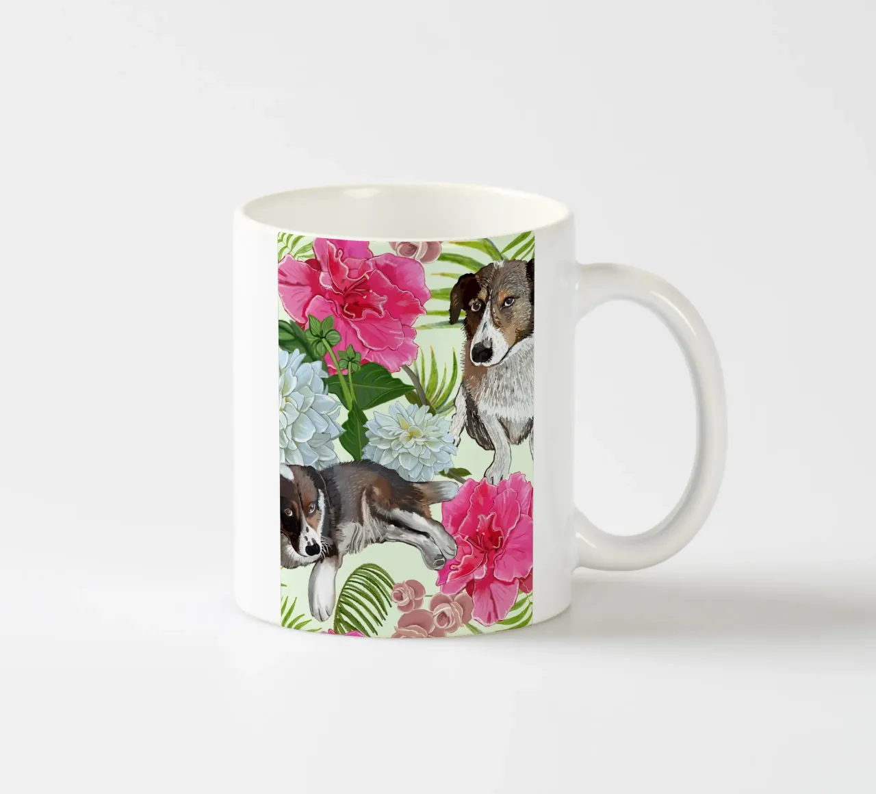 Cane con dalie e rose tazza in ceramica da gulsengunel