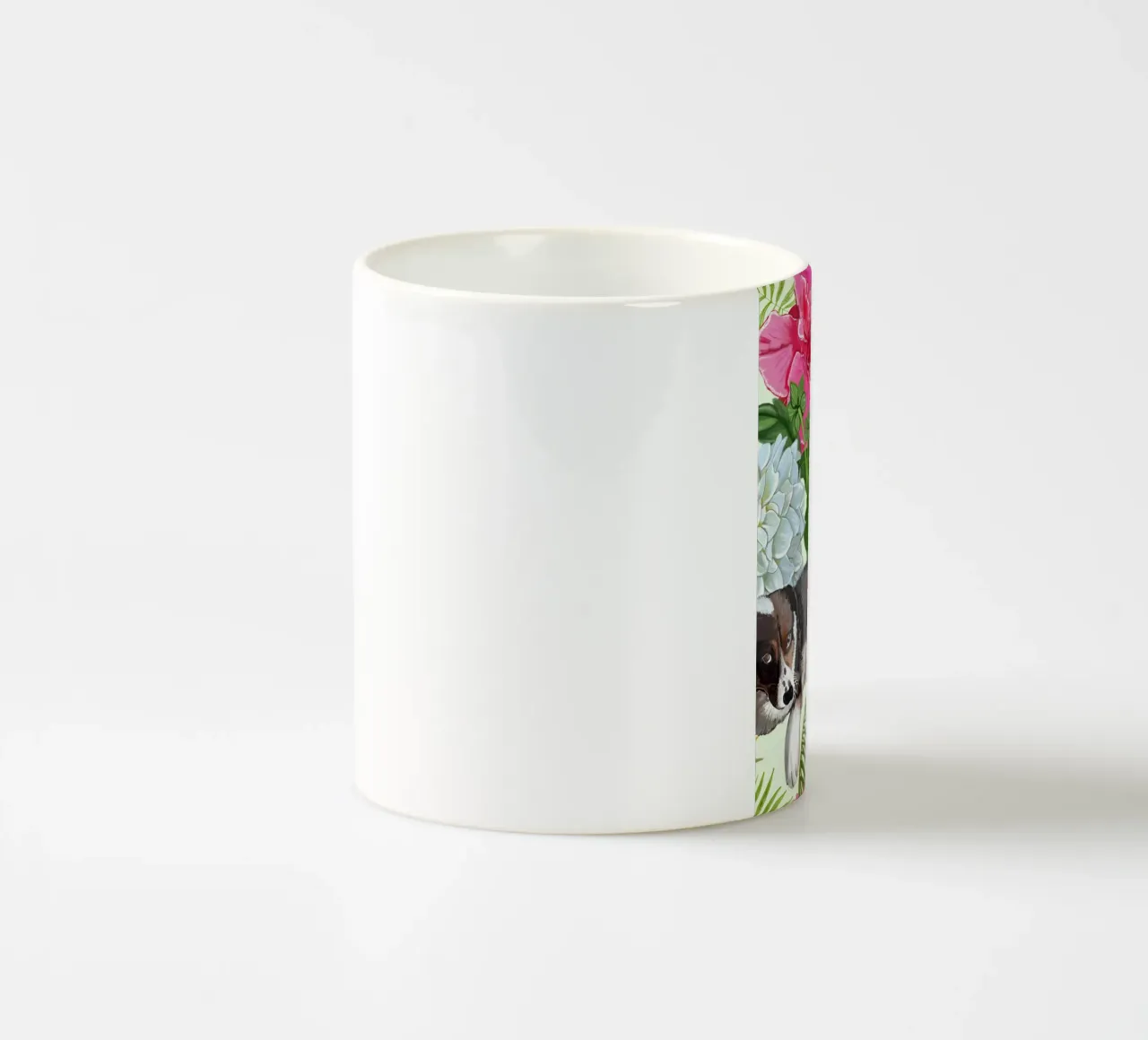 Cane con dalie e rose tazza in ceramica da gulsengunel
