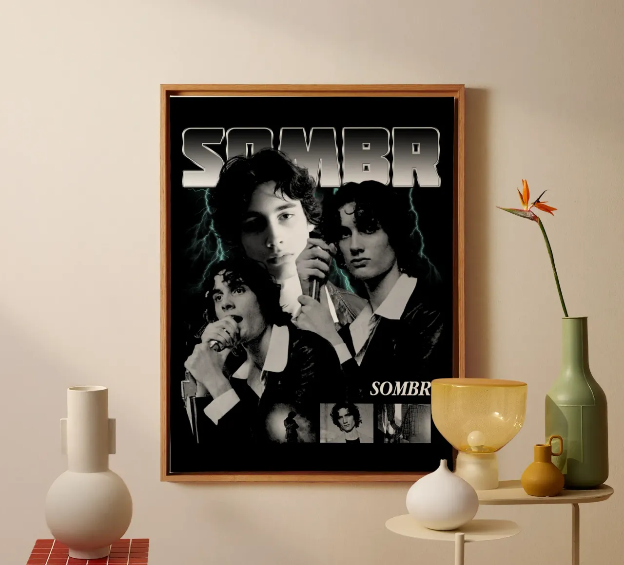 Musicista vintage in stile grunge Britpop tela con Cornice a cassetta da https://www.juniqe.com/uk/shop/Henndraws