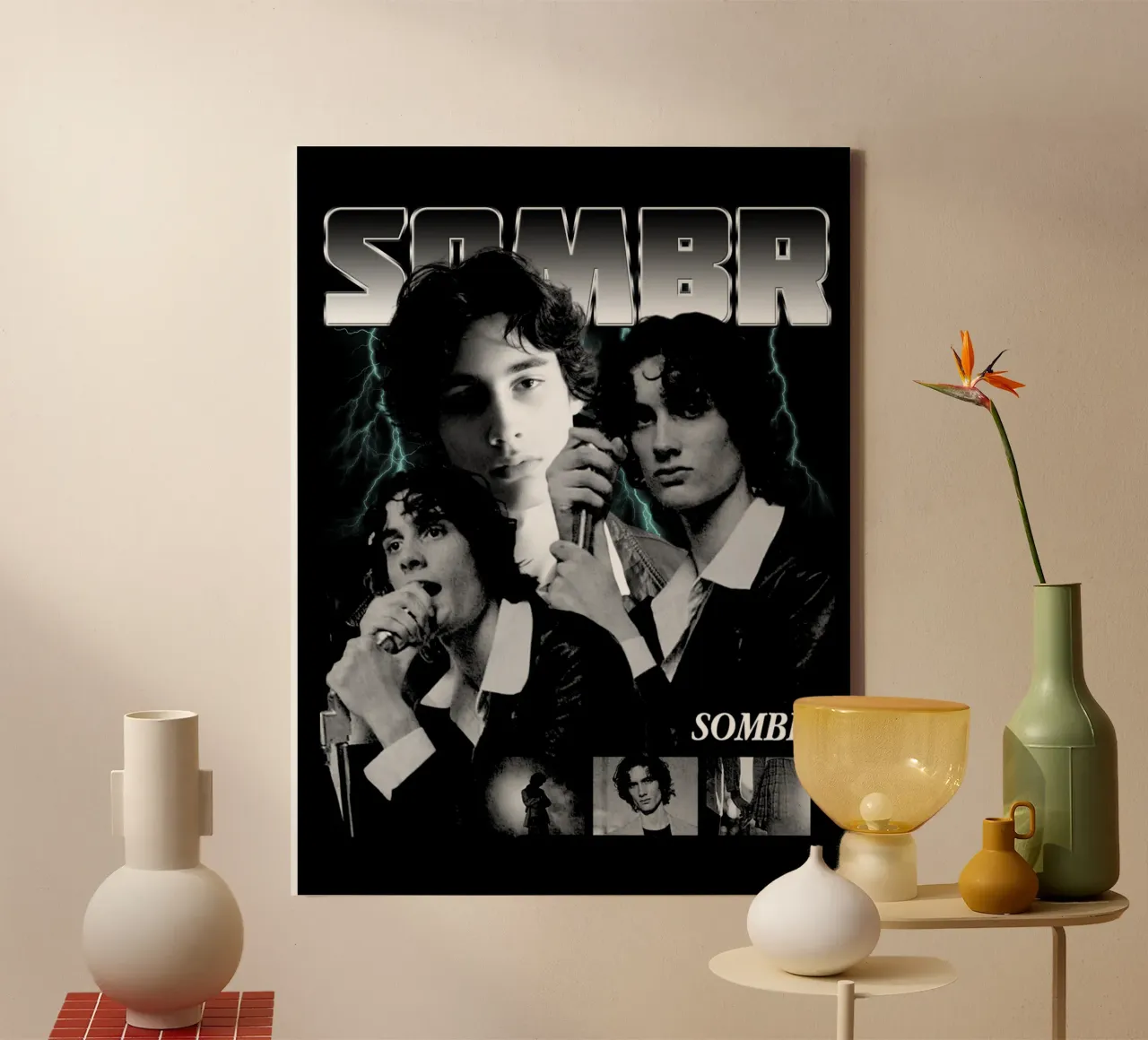 Musicista vintage in stile grunge Britpop tela con Cornice a cassetta da https://www.juniqe.com/uk/shop/Henndraws