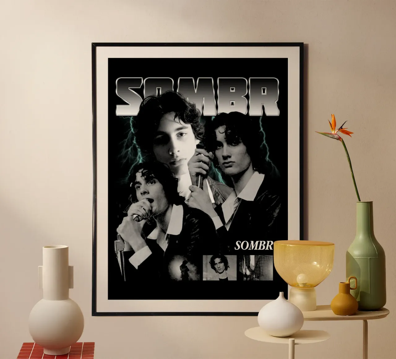 Musicista vintage in stile grunge Britpop poster da https://www.juniqe.com/uk/shop/Henndraws