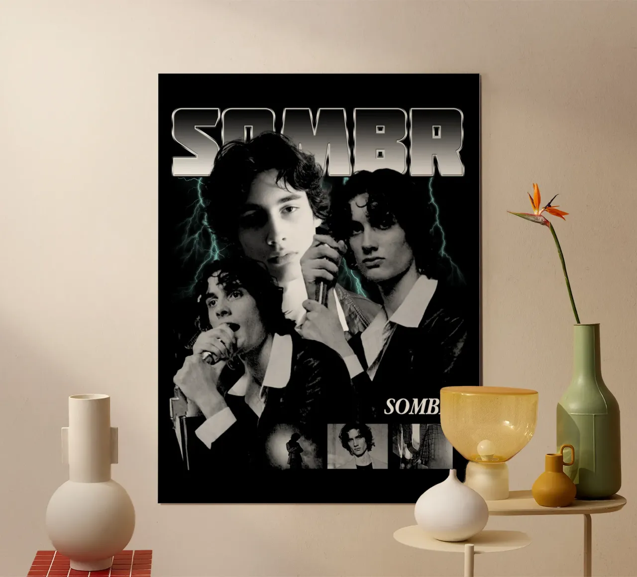 Musicista vintage in stile grunge Britpop poster da https://www.juniqe.com/uk/shop/Henndraws