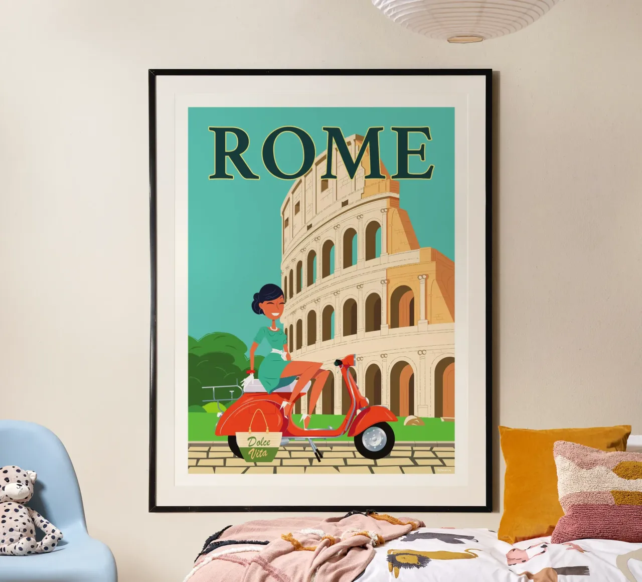 Roma poster con telaio in legno da Raphaël Delerue