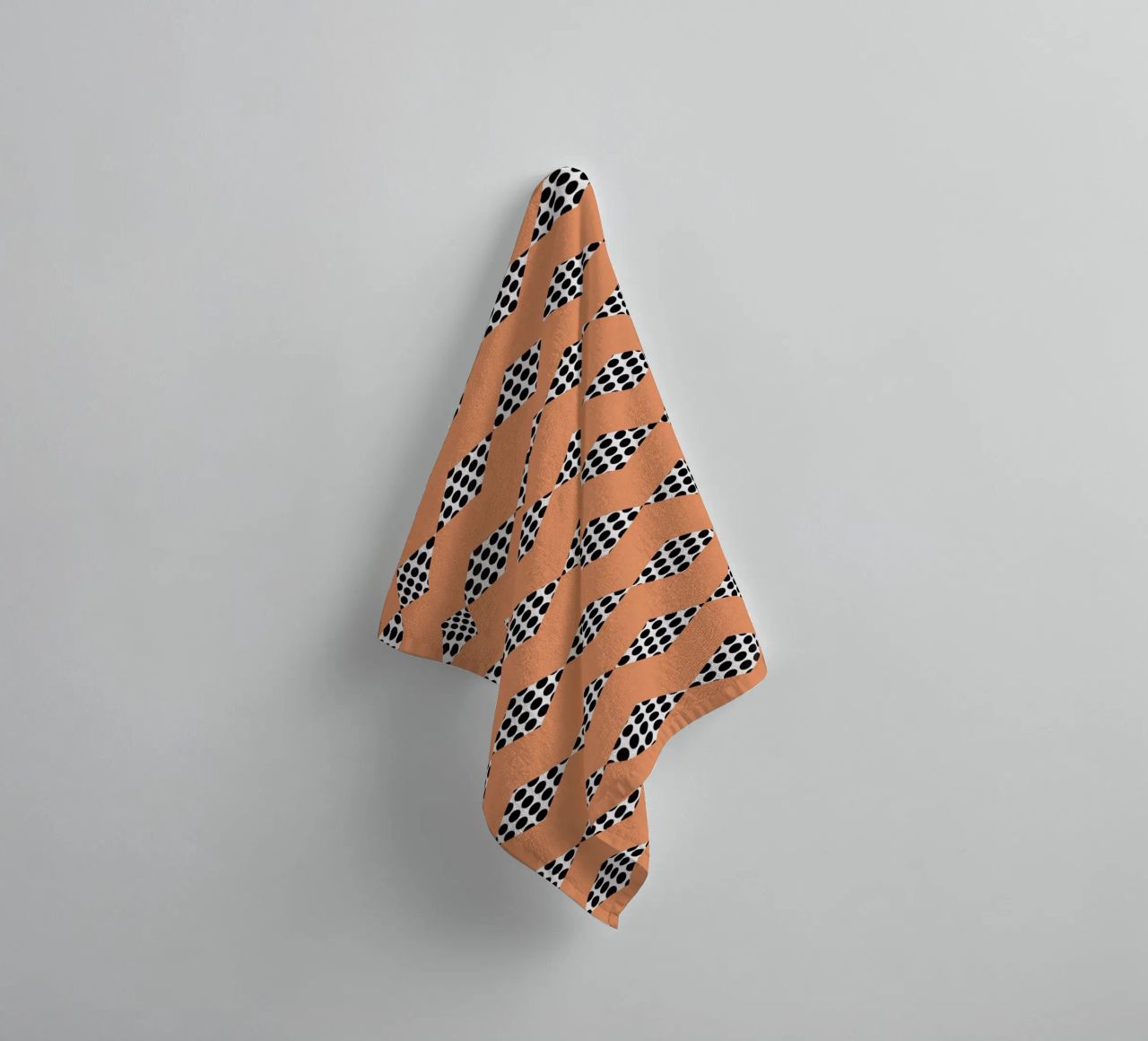 Black dot in diamond shape pattern towel by Little Dean