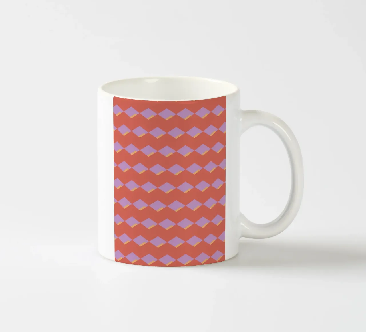 Diamond red zigzag pattern ceramic mug by Little Dean