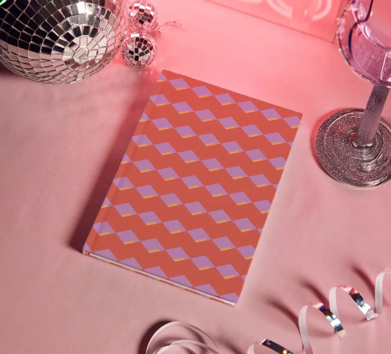 Diamond red zigzag pattern notebook by Little Dean