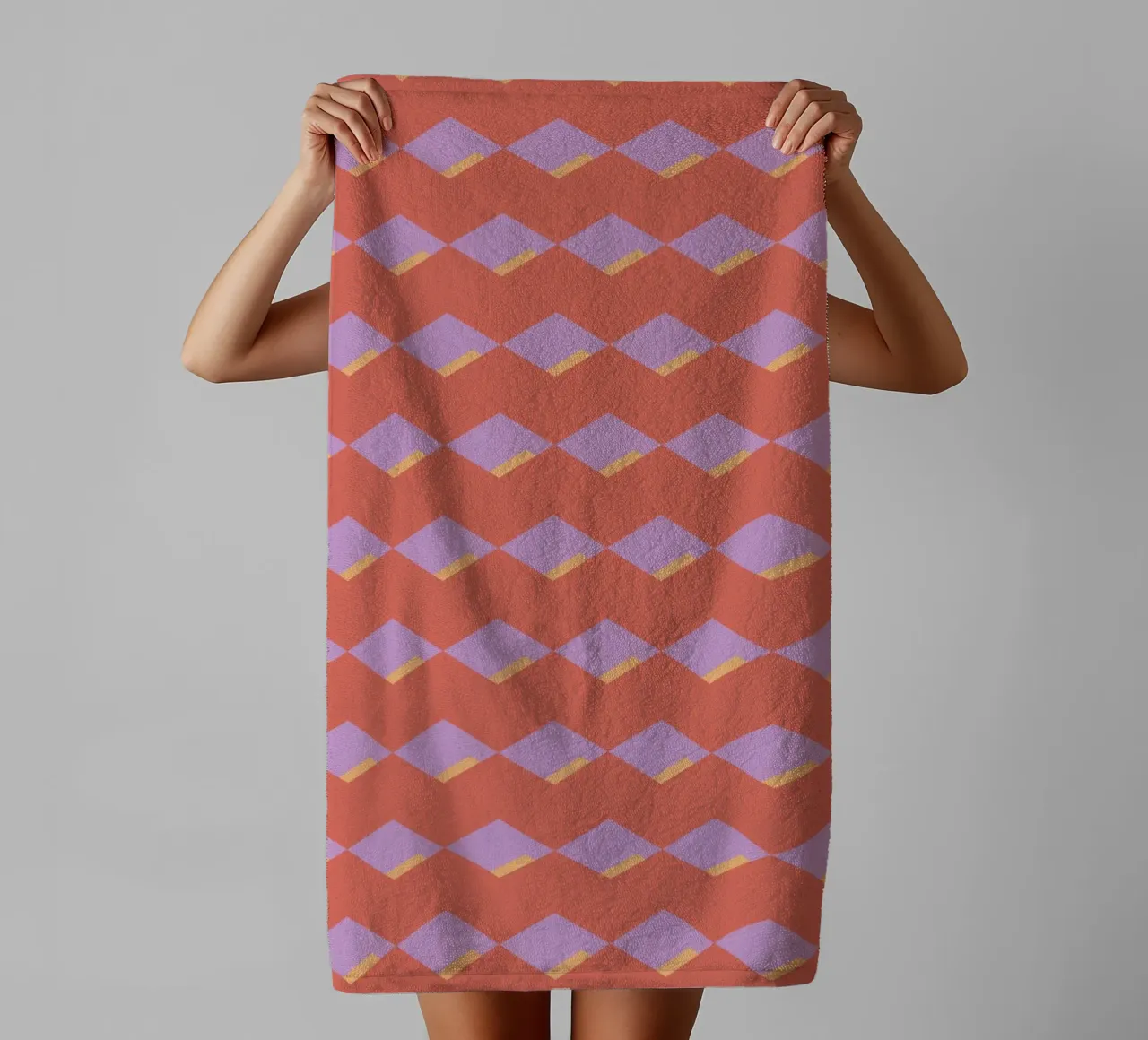 Ruitrood zigzagpatroon badhanddoek van Little Dean