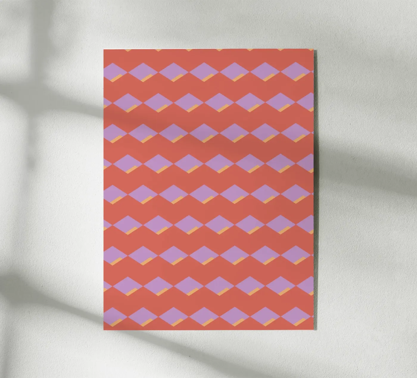 Motif en zigzag rouge diamant plexiglas de Little Dean