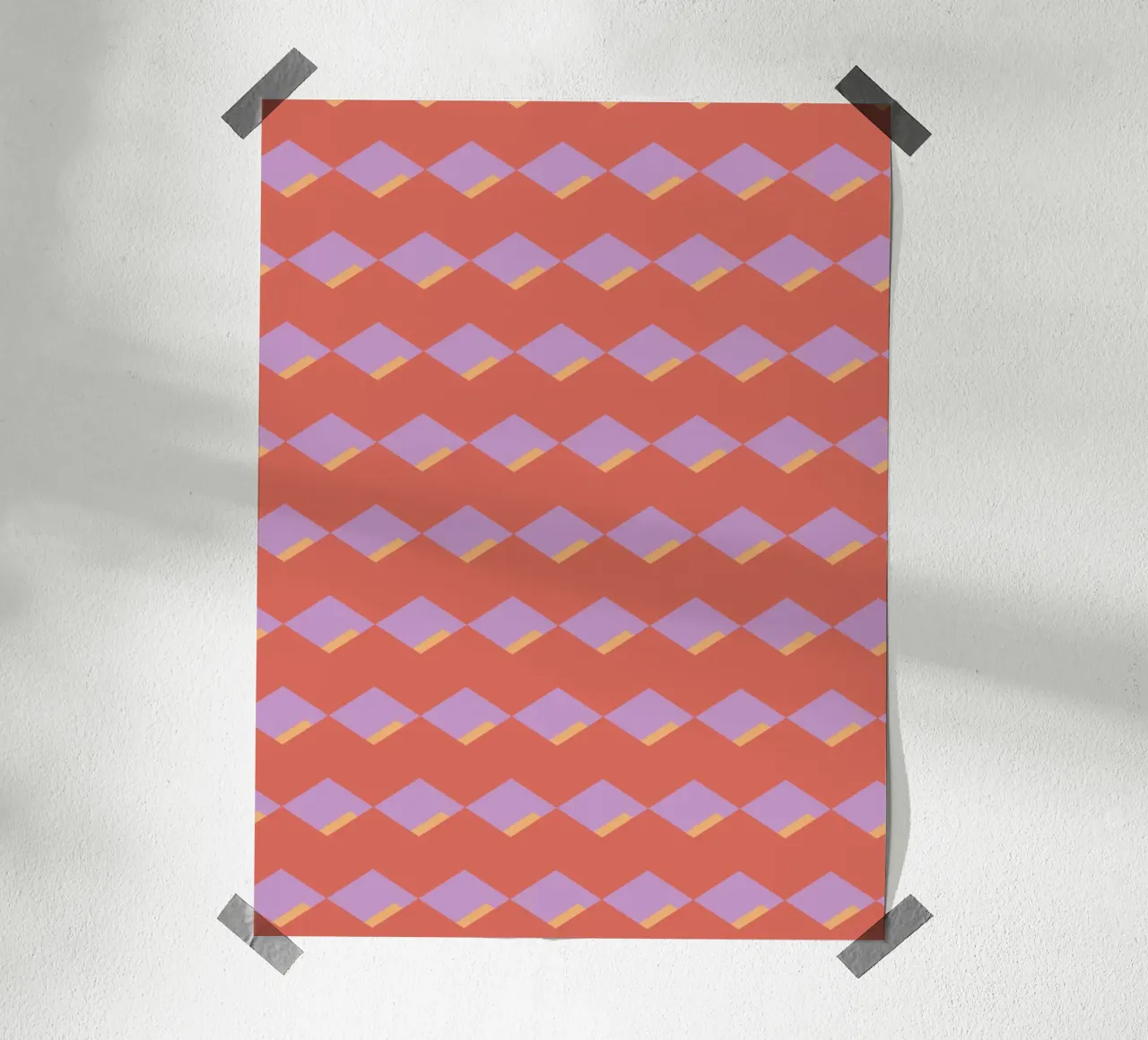 Diamond red zigzag pattern poster by Little Dean