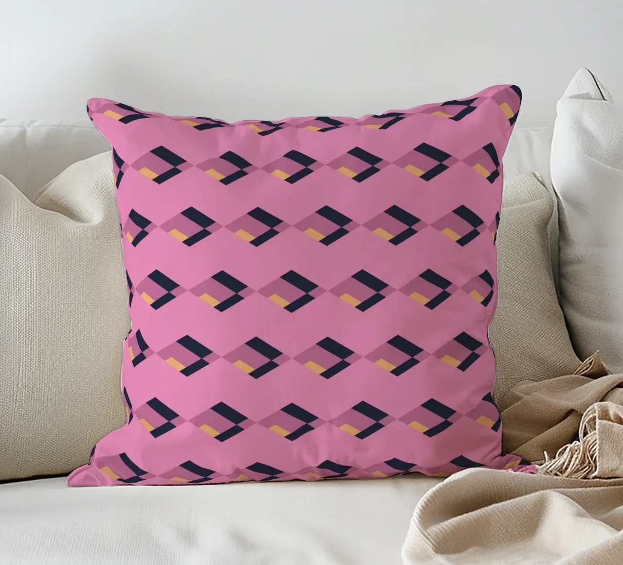 Diamante rosa a zig zag cuscino da Little Dean