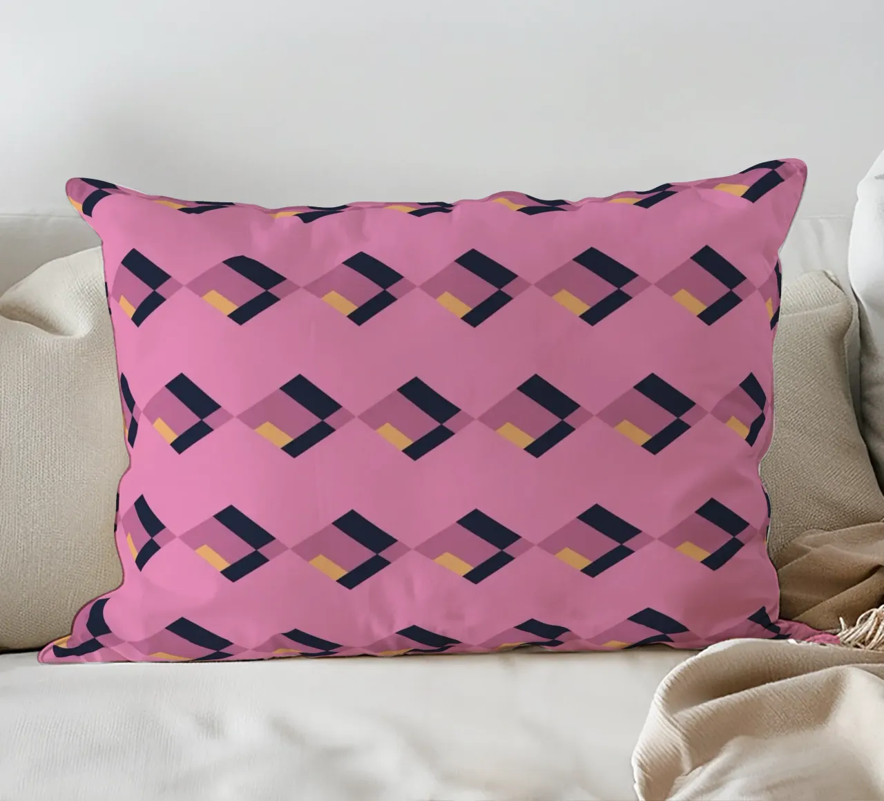 Diamante rosa a zig zag cuscino da Little Dean
