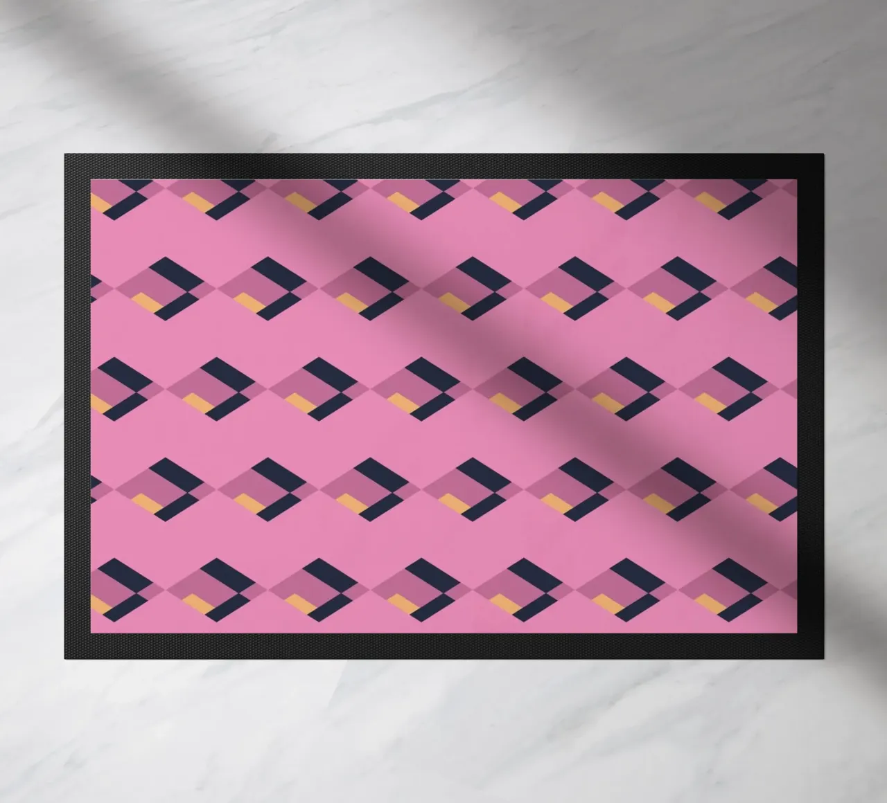Diamond pink zigzag pattern doormat by Little Dean