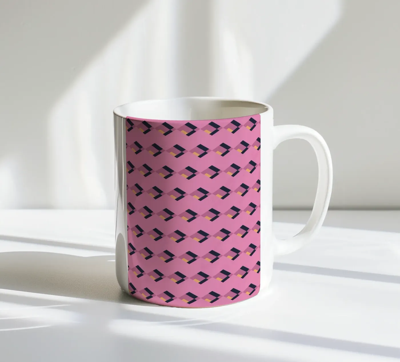 Diamond pink zigzag pattern ceramic mug by Little Dean
