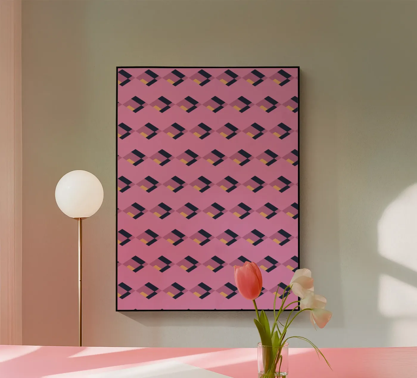 Diamond pink zigzag pattern Acryl-Glas von Little Dean