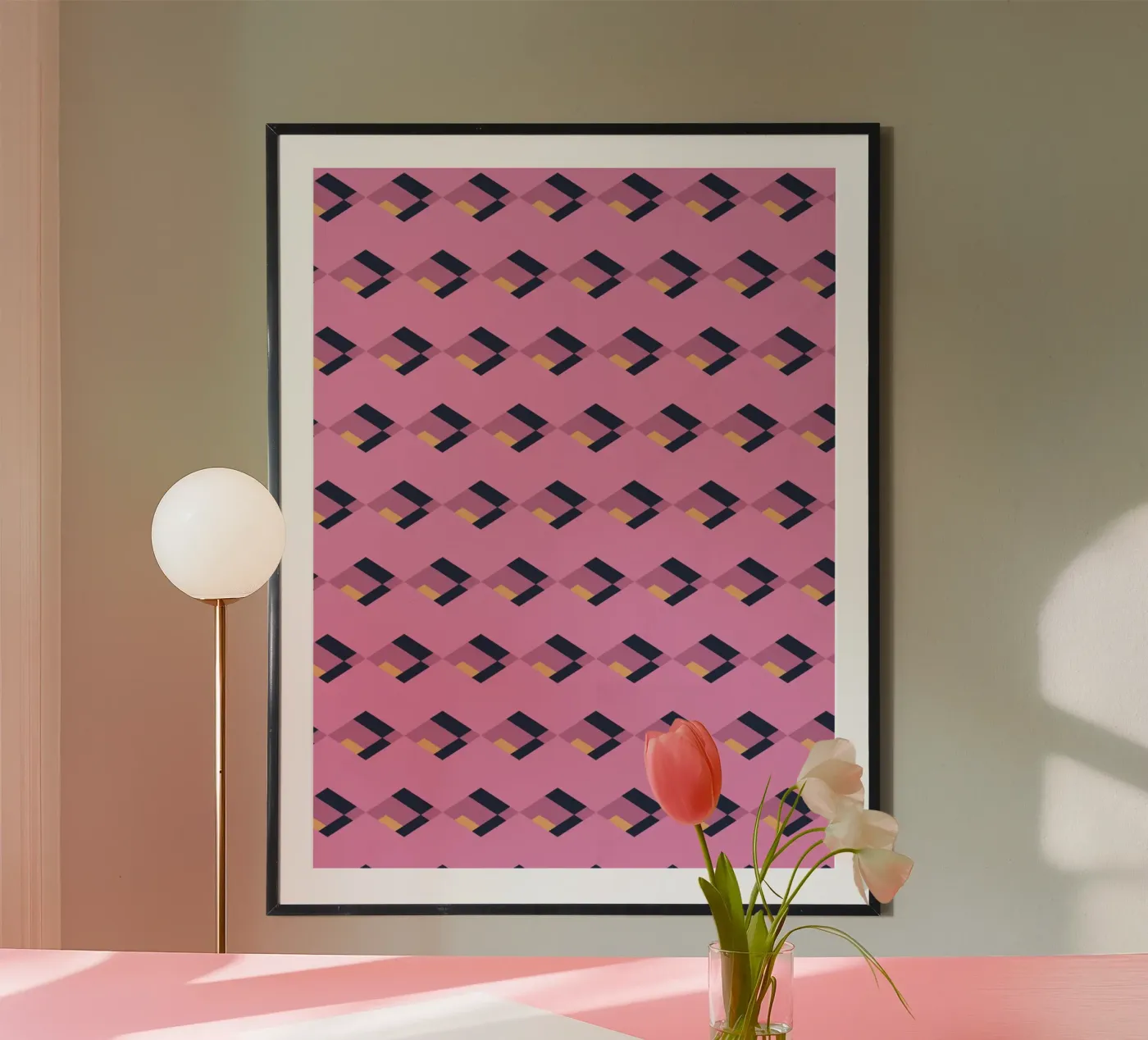 Diamond pink zigzag pattern poster by Little Dean