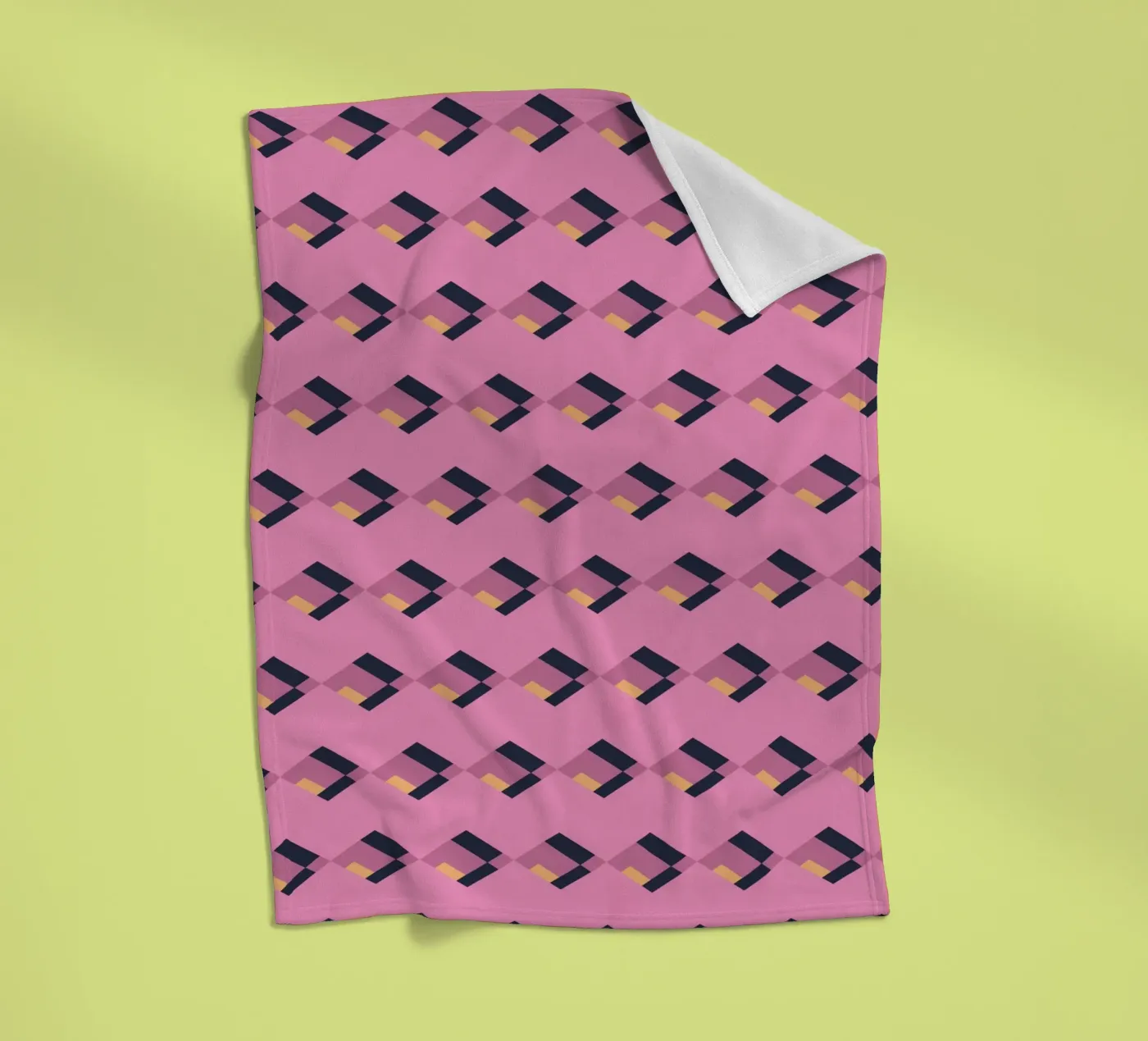 Diamond pink zigzag pattern fleece blanket by Little Dean