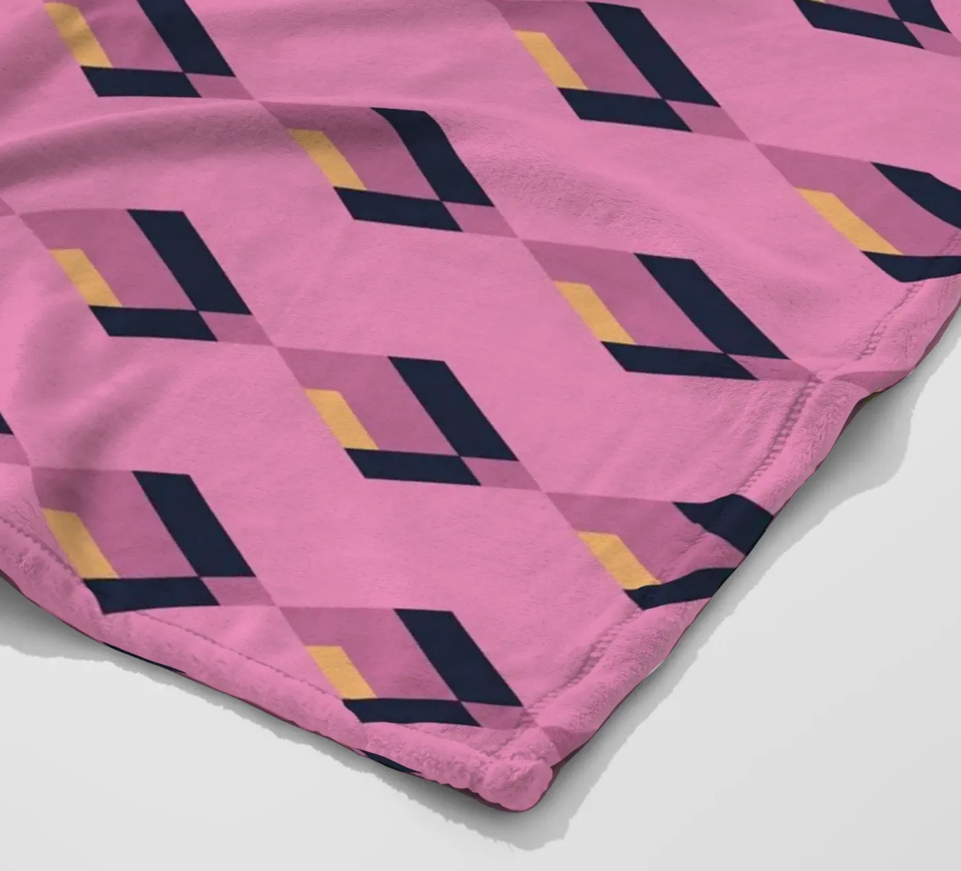 Diamond pink zigzag pattern fleece blanket by Little Dean