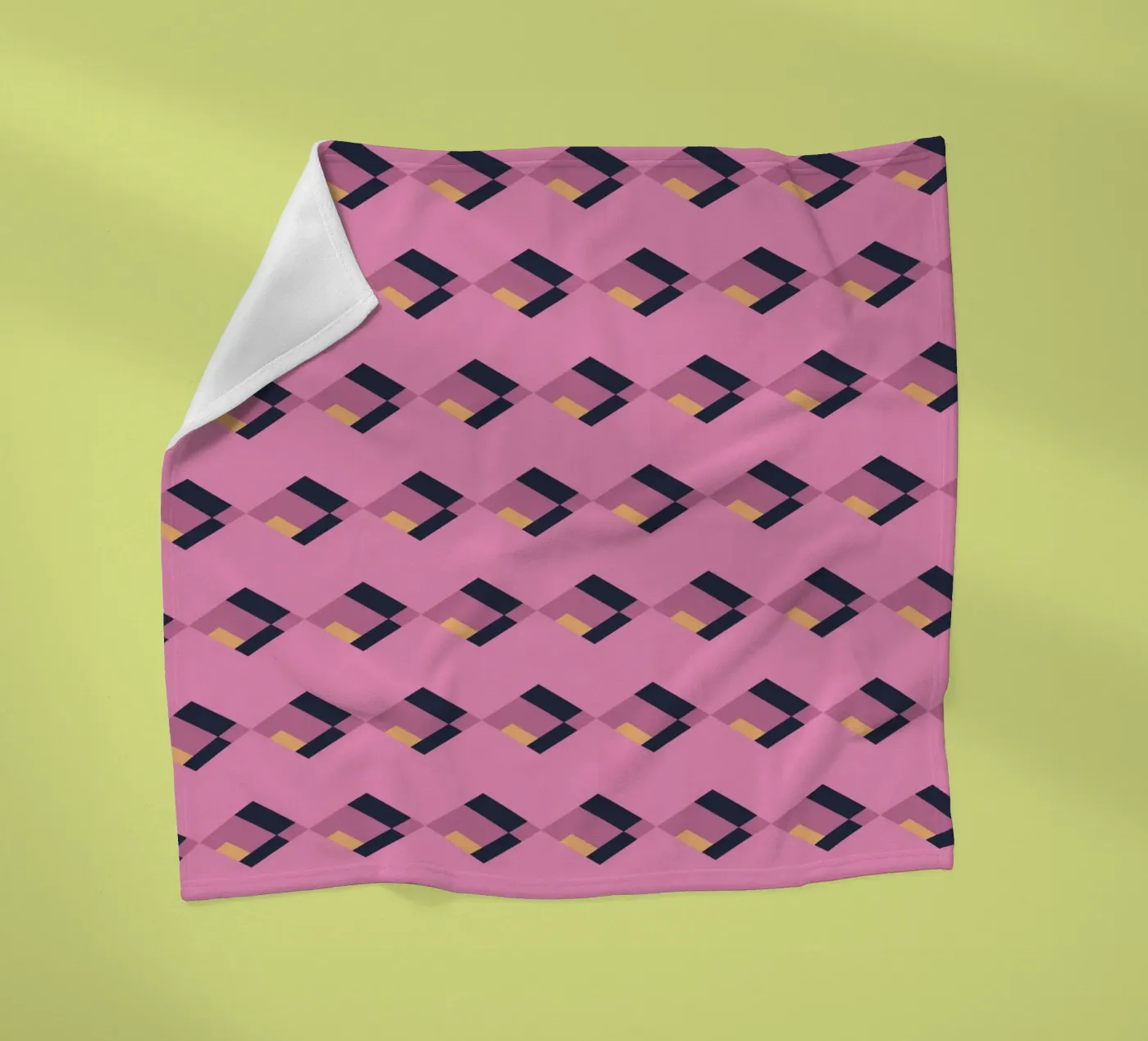 Diamond pink zigzag pattern fleece blanket by Little Dean