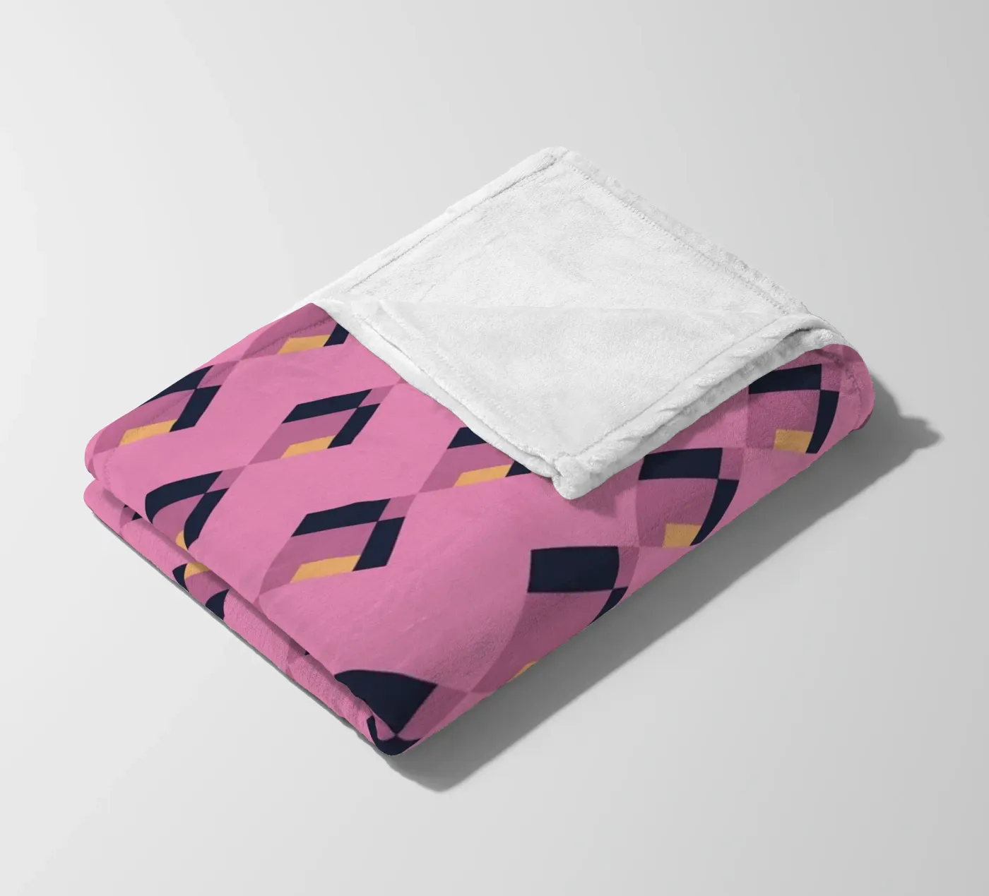 Diamond pink zigzag pattern fleece blanket by Little Dean