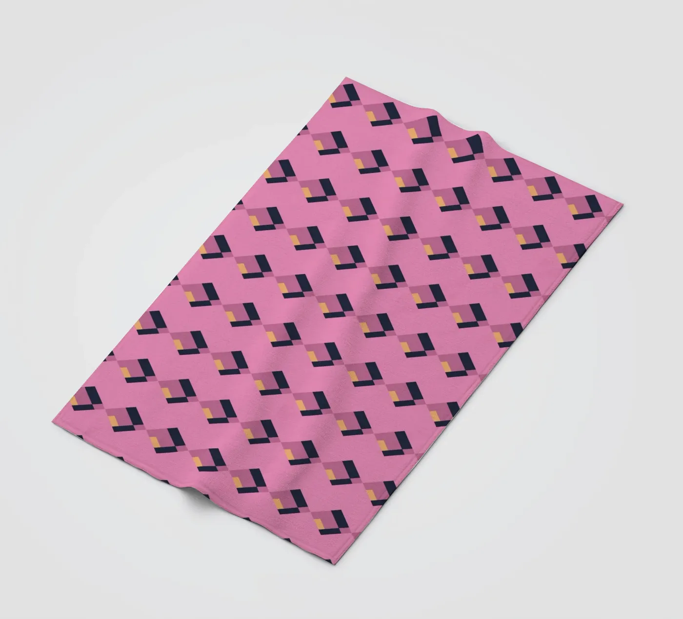 Diamond pink zigzag pattern fleece blanket by Little Dean